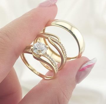 Anillos Trío Matrimonio Oro 10k 26994