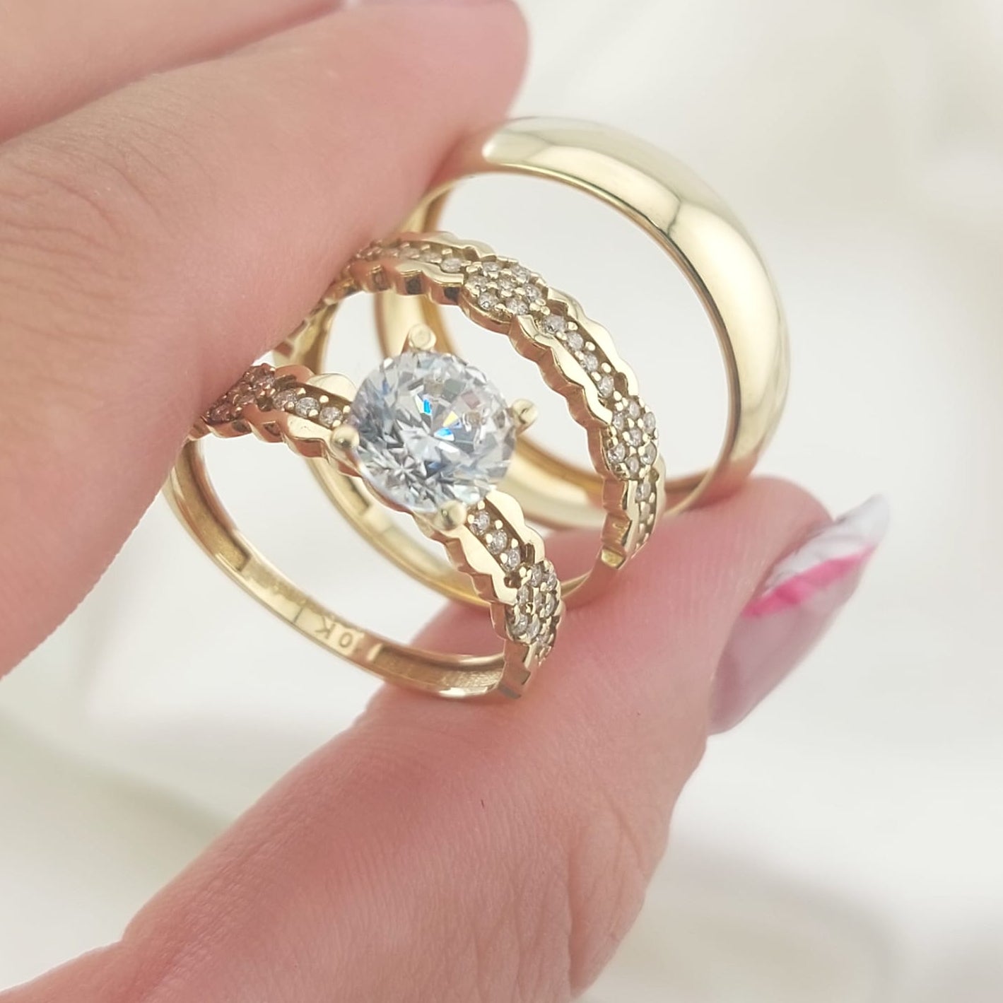 Anillos Trío Matrimonio Oro 10k 6.0g 26996