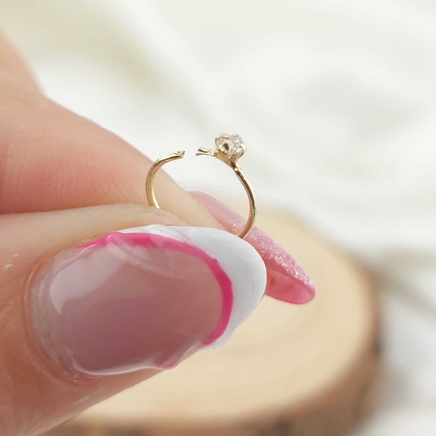 Pearcing Nariz Piedra Blanca Oro 10k 24815
