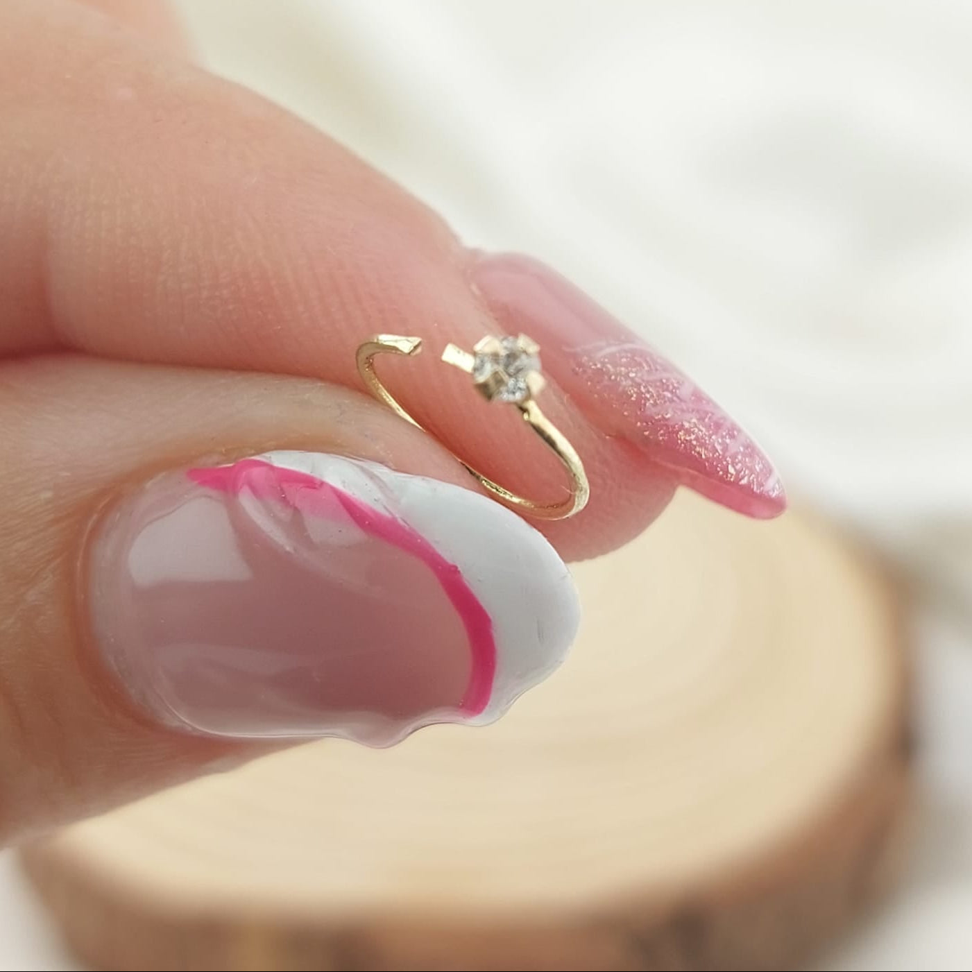 Pearcing Nariz Piedra Blanca Oro 10k 24815