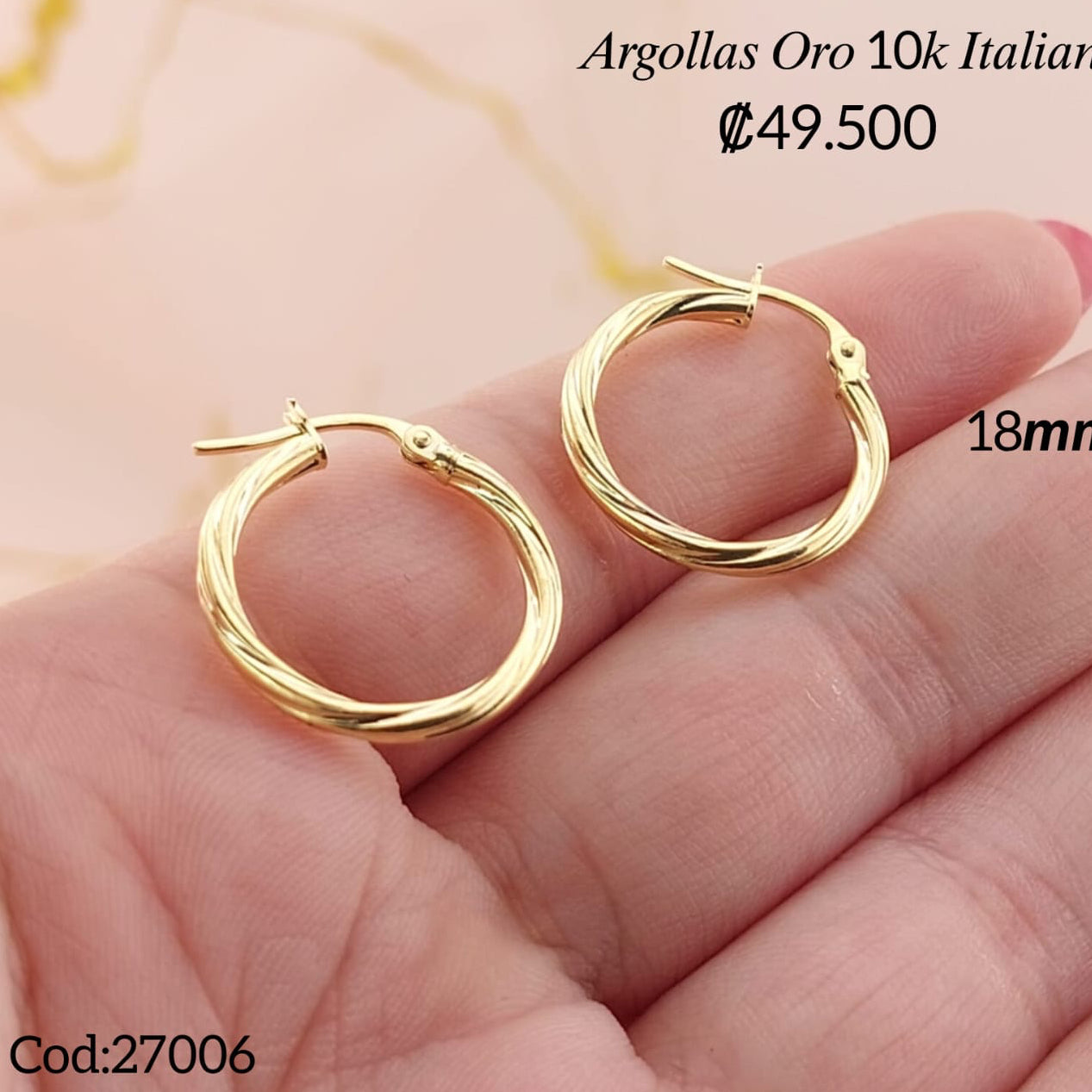 Argollas 18mm Oro 10k Italia 27006