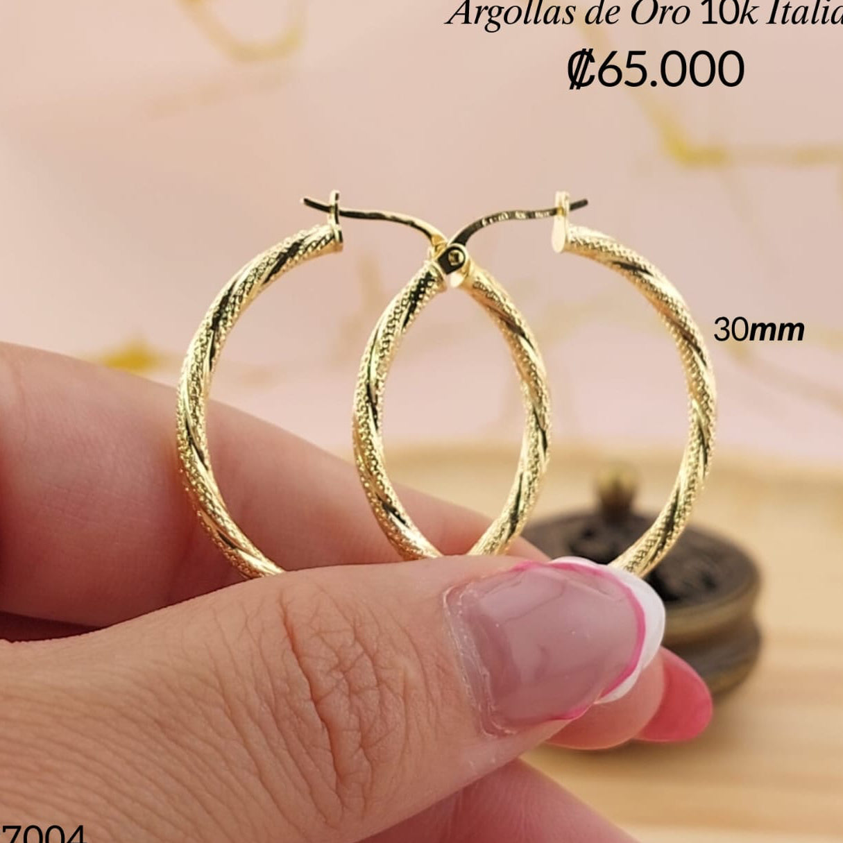 Argollas 30mm Oro 10k Italia 27004