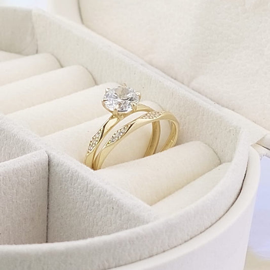 Anillos Dúo Compromiso Oro 10k CZ 6mm 27009