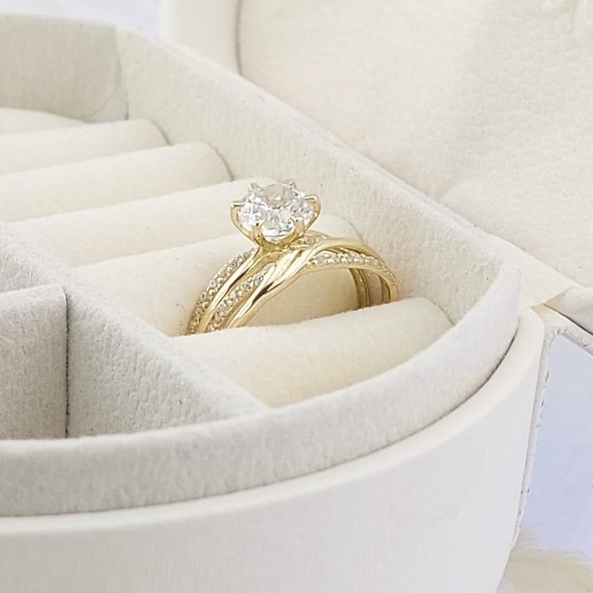 Anillos Dúo Compromiso Oro 10k CZ 6mm 27010
