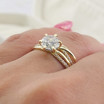 Anillos Dúo Compromiso Oro 10k CZ 6mm 27010
