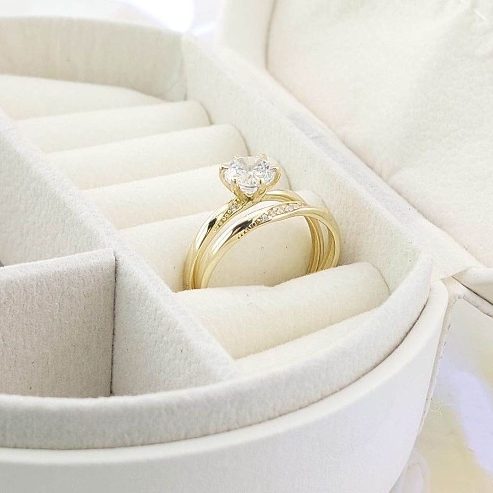 Anillos Dúo Compromiso Oro 10k CZ 6mm 27013