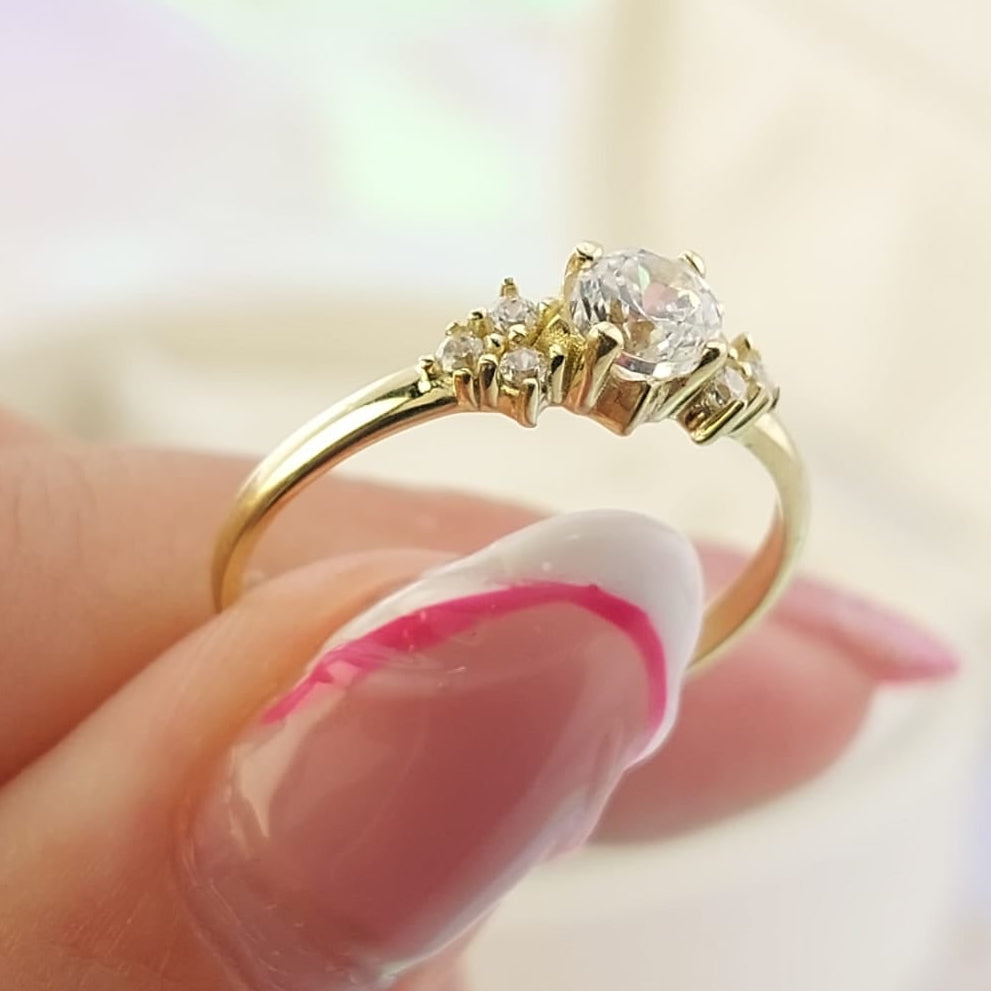 Anillo Compromiso Oro 10k CZ 4mm 27027