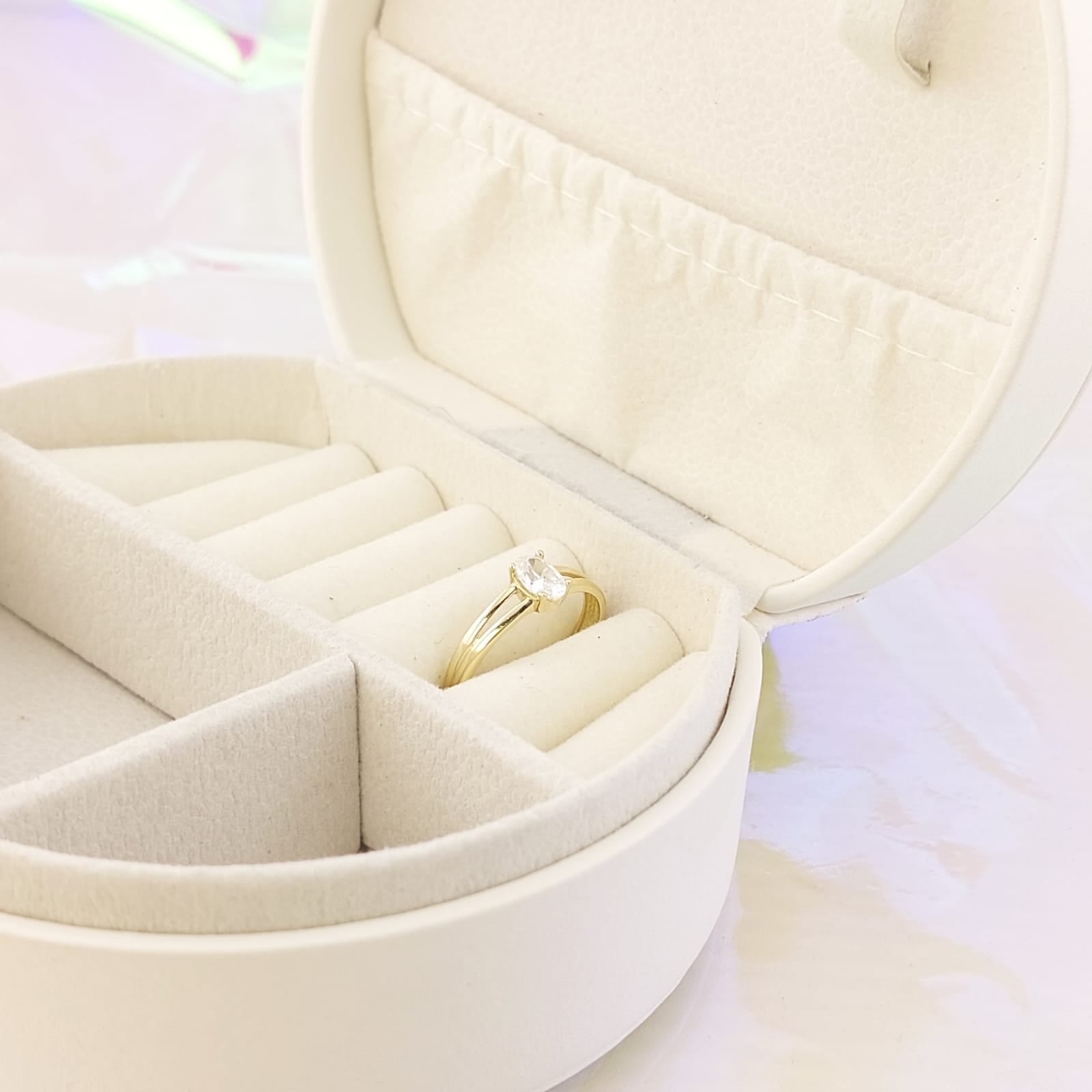 Anillo Compromiso Oro 10k CZ 6x4mm 27045