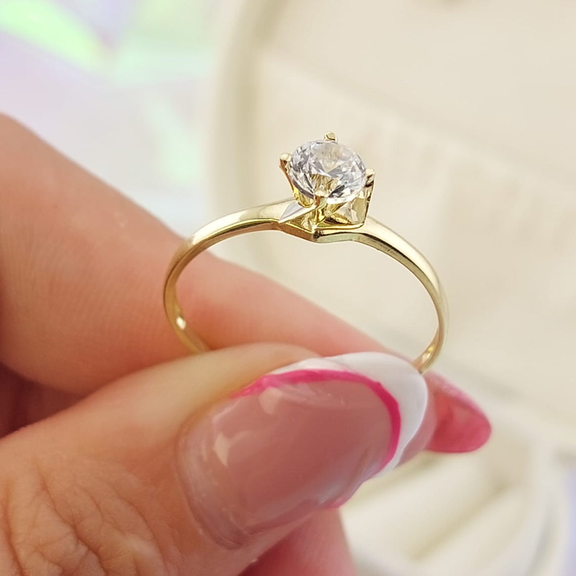 Anillo Compromiso Oro 10k CZ 5mm 27042