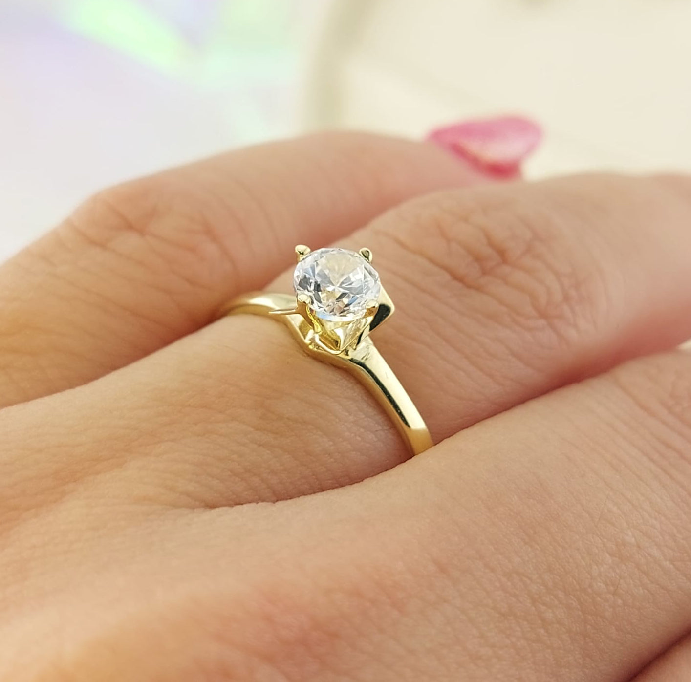 Anillo Compromiso Oro 10k CZ 5mm 27042
