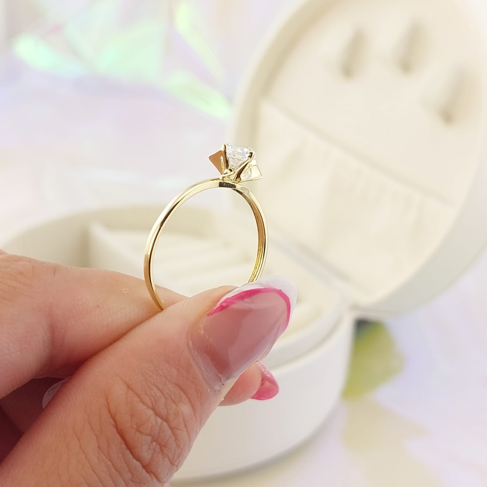 Anillo Compromiso Oro 10k CZ 5mm 27042