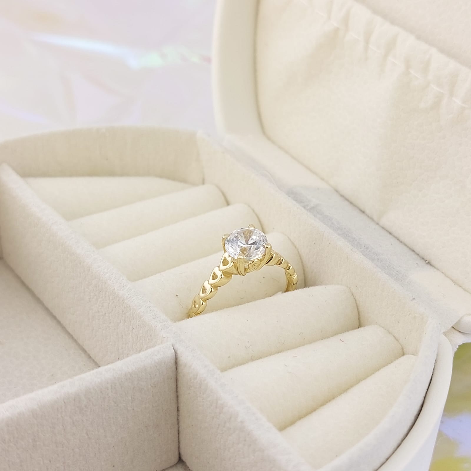 Anillo Compromiso Oro 10k CZ 6mm 27028