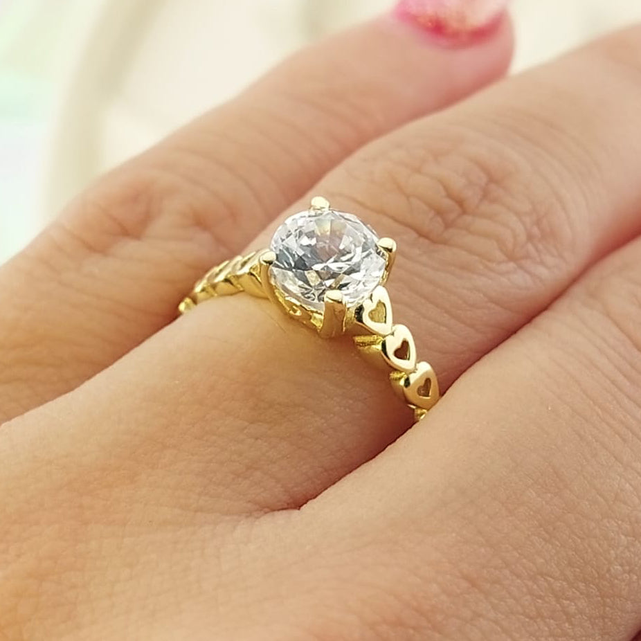 Anillo Compromiso Oro 10k CZ 6mm 27028