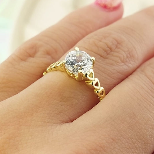 Anillo Compromiso Oro 10k CZ 6mm 27028