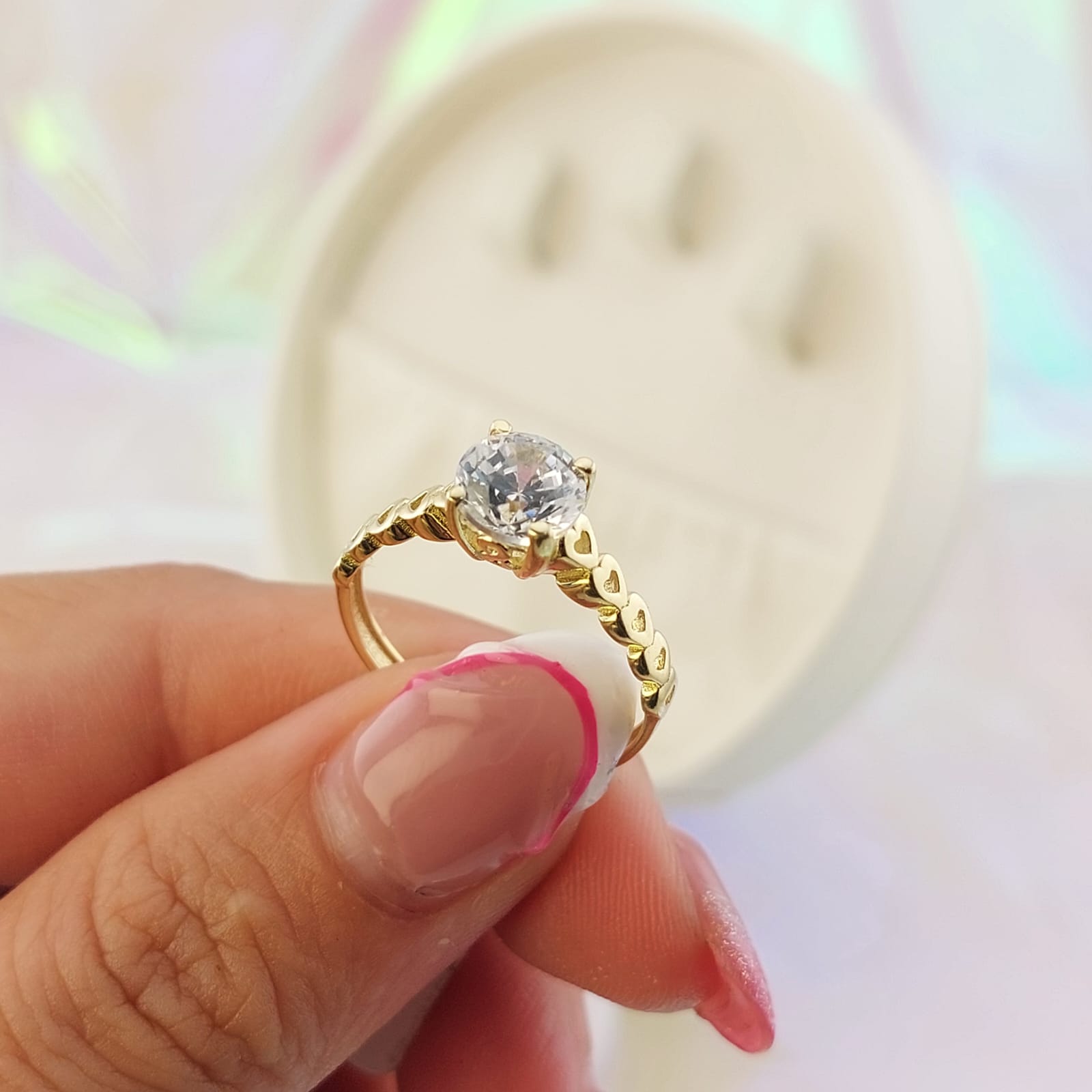 Anillo Compromiso Oro 10k CZ 6mm 27028