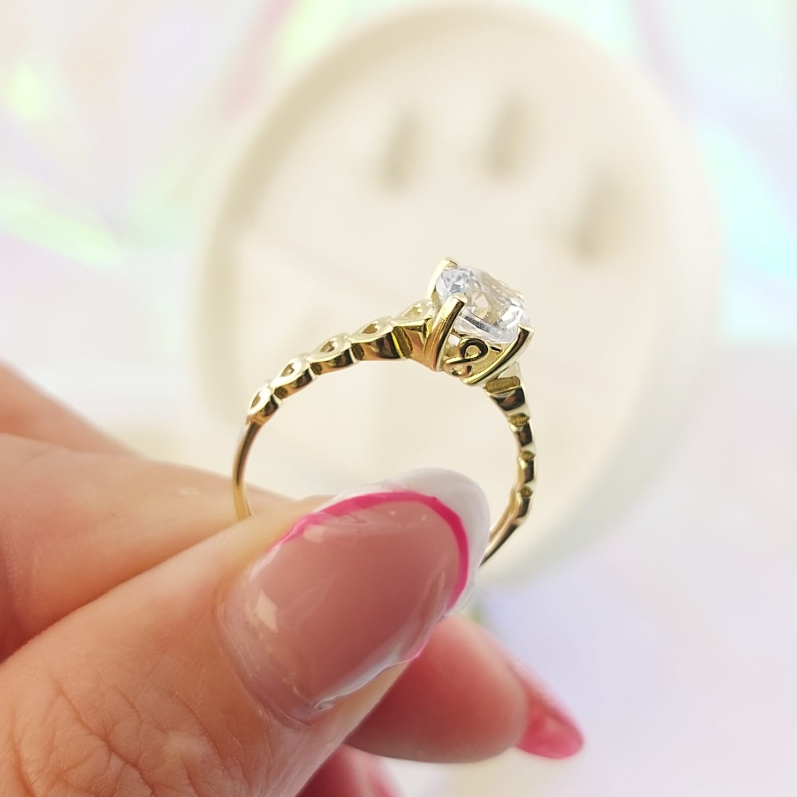 Anillo Compromiso Oro 10k CZ 6mm 27028
