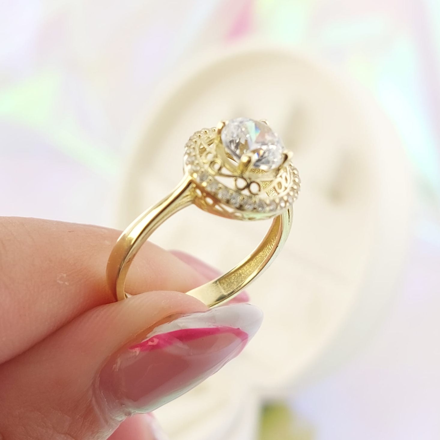 Anillo Compromiso Oro 10k CZ 7mm 27031