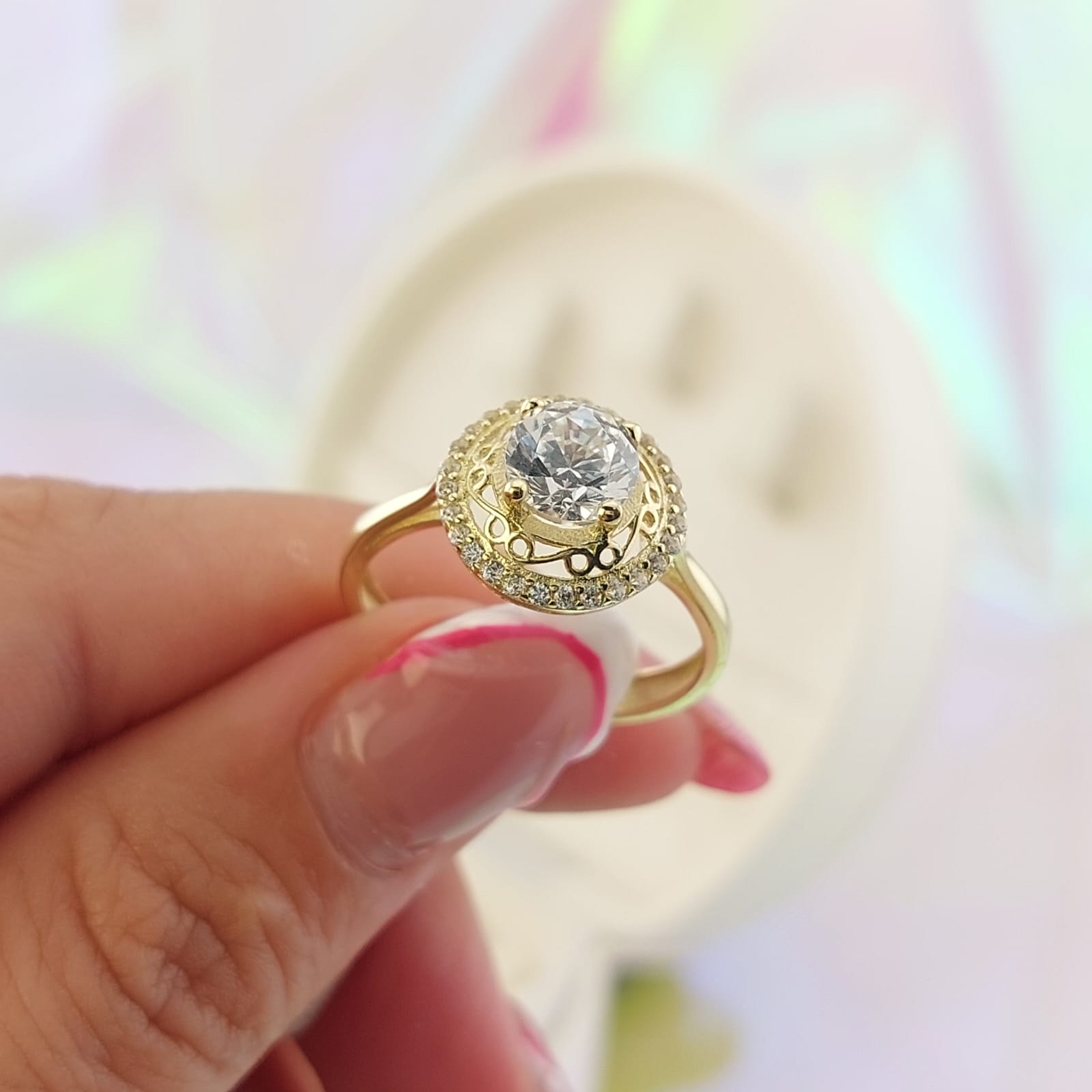 Anillo Compromiso Oro 10k CZ 7mm 27031