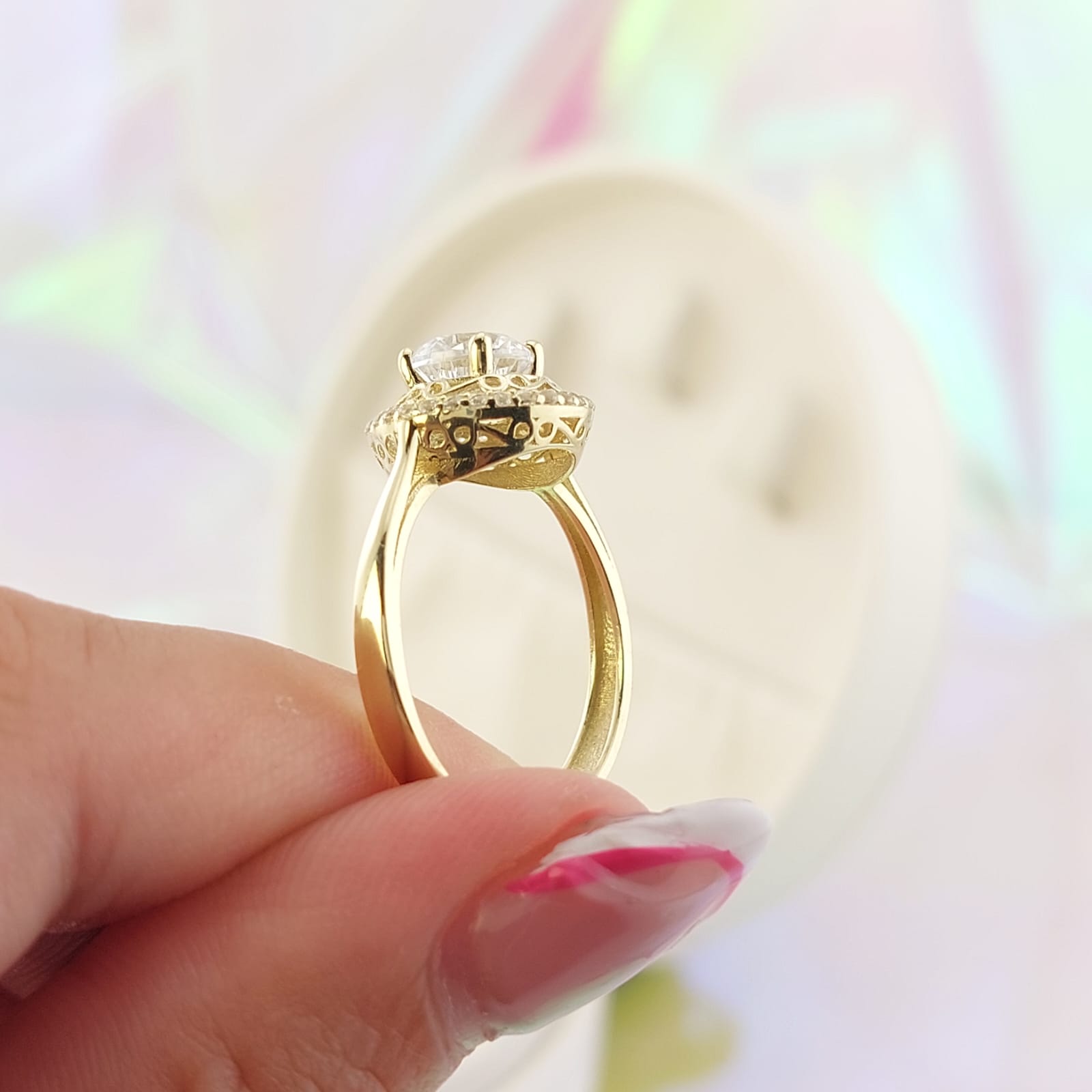 Anillo Compromiso Oro 10k CZ 7mm 27031