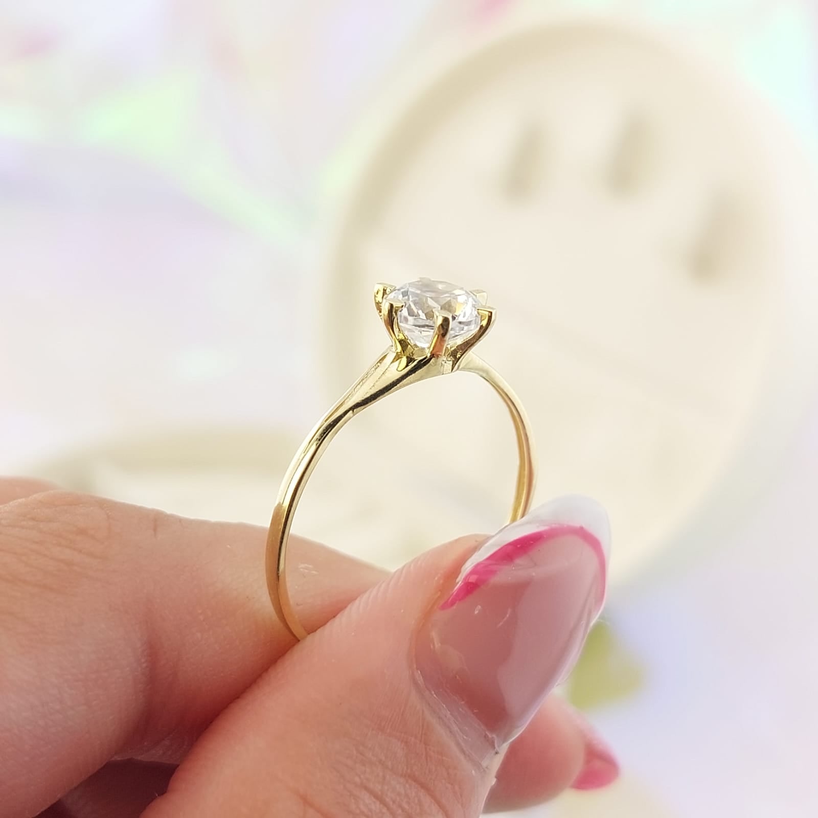 Anillo Compromiso Oro 10k CZ 6mm 27036
