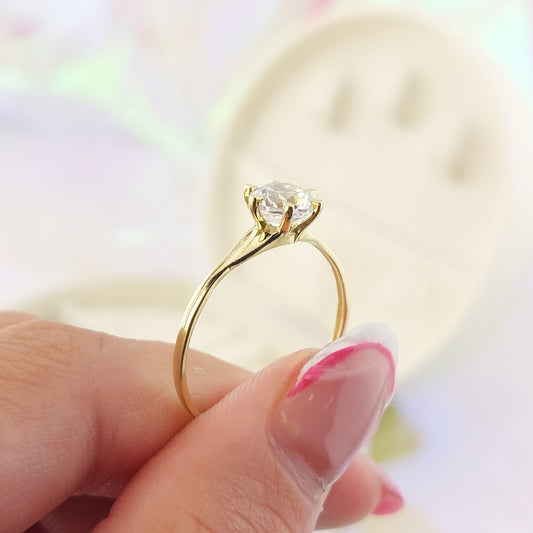 Anillo Compromiso Oro 10k CZ 6mm 27036