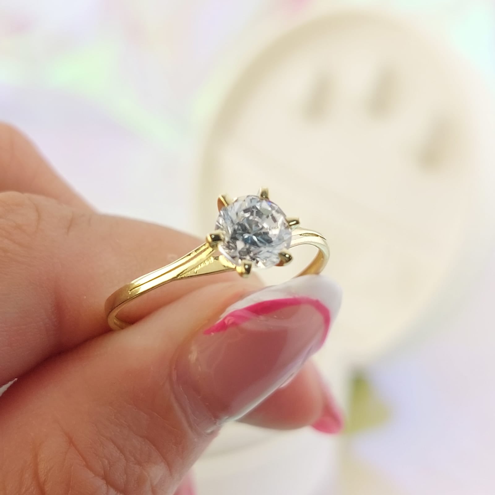 Anillo Compromiso Oro 10k CZ 6mm 27036