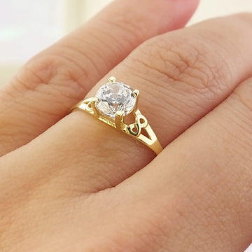 Anillo Compromiso Oro 10k CZ 6mm 27037