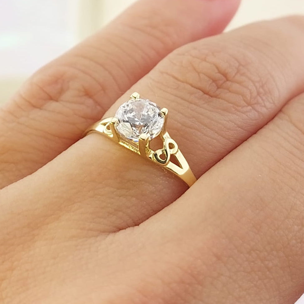 Anillo Compromiso Oro 10k CZ 6mm 27037