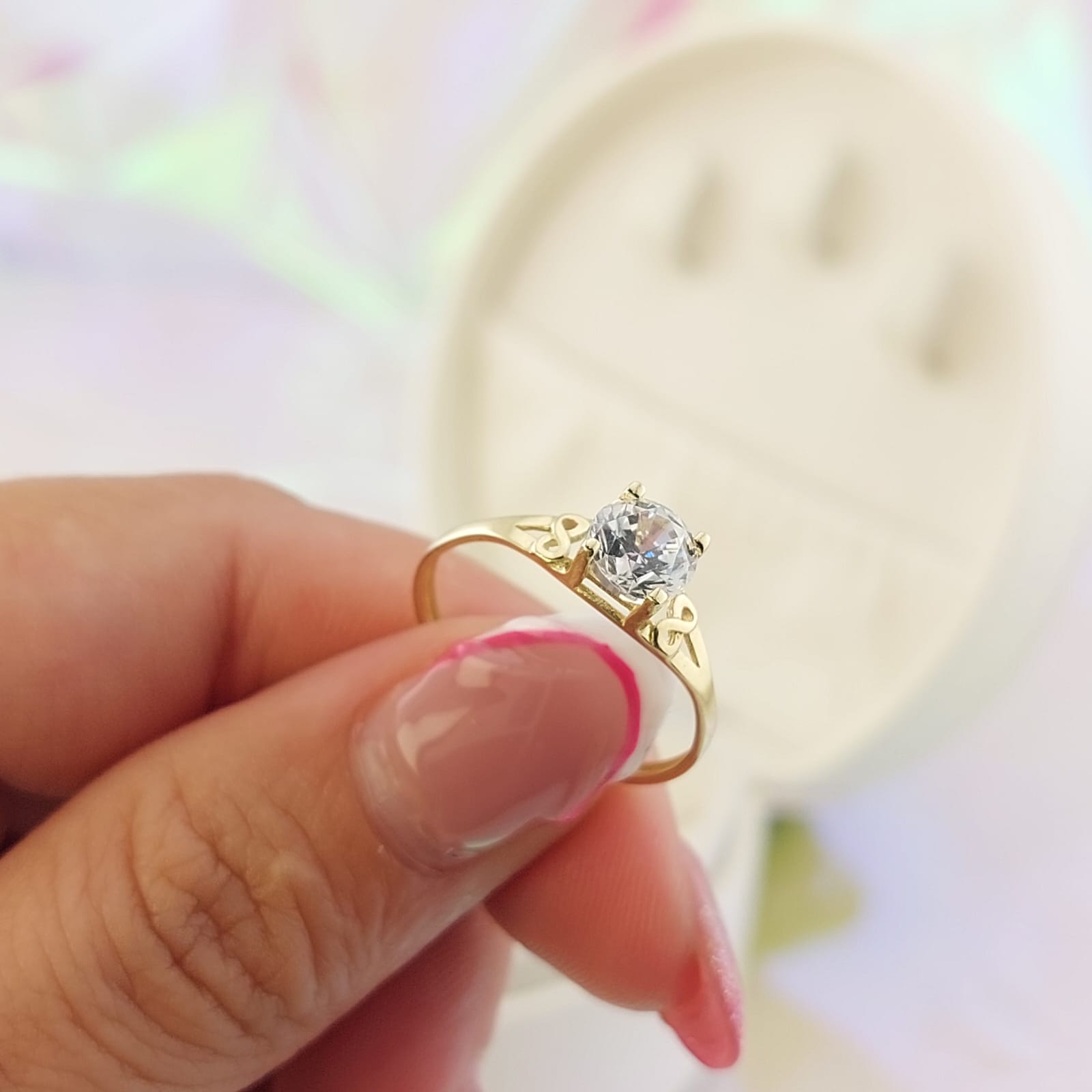 Anillo Compromiso Oro 10k CZ 6mm 27037