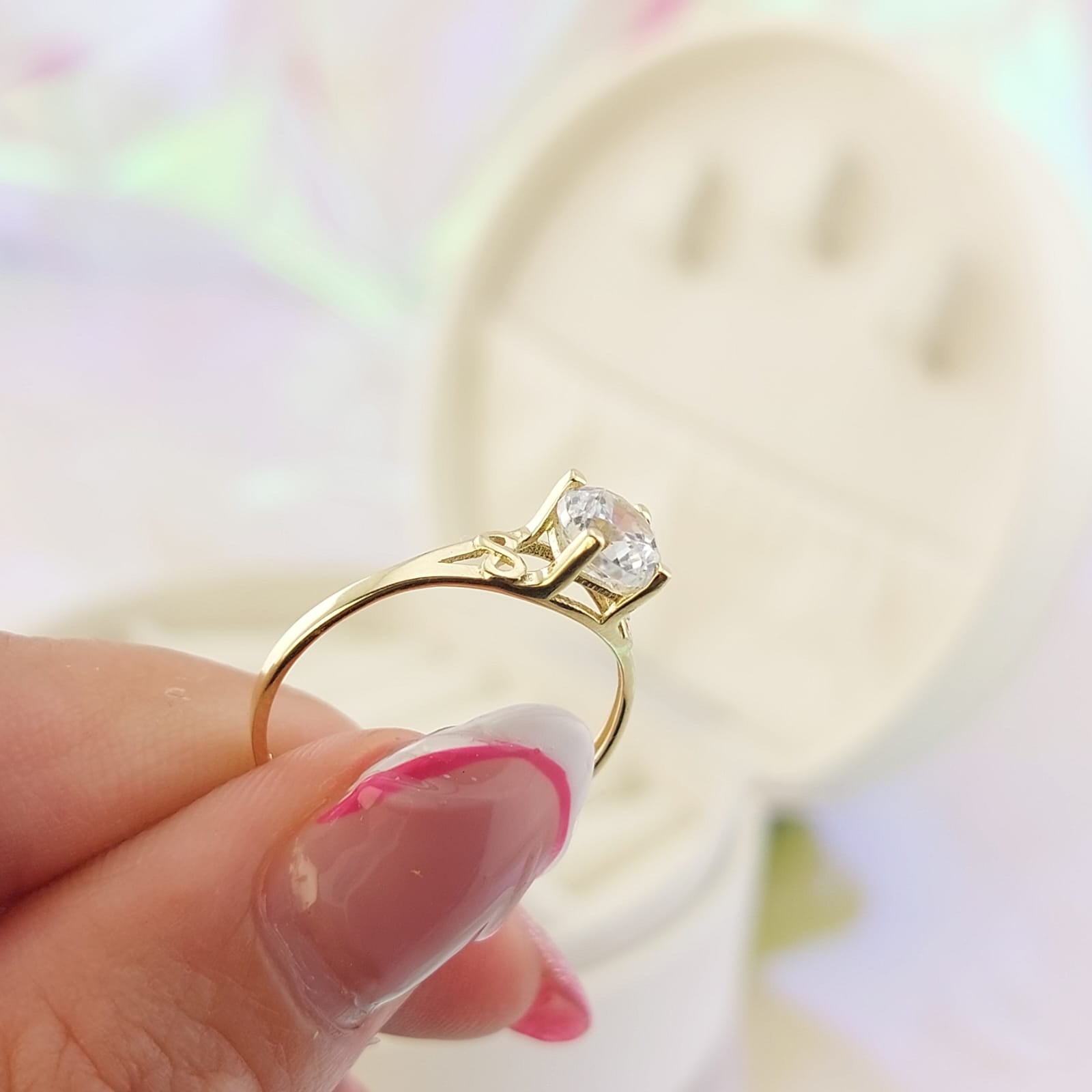 Anillo Compromiso Oro 10k CZ 6mm 27037