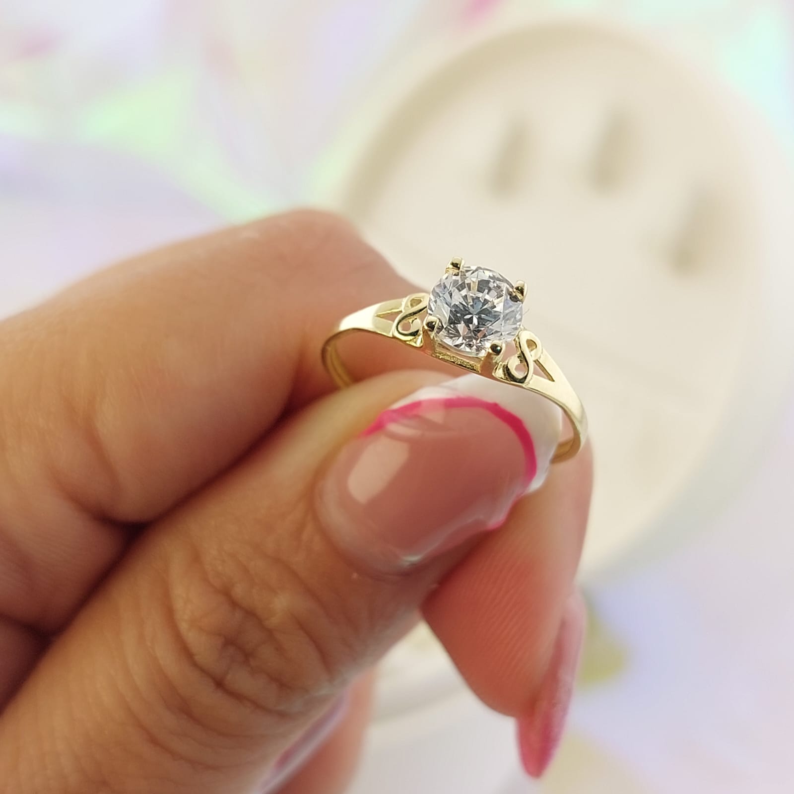 Anillo Compromiso Oro 10k CZ 6mm 27037