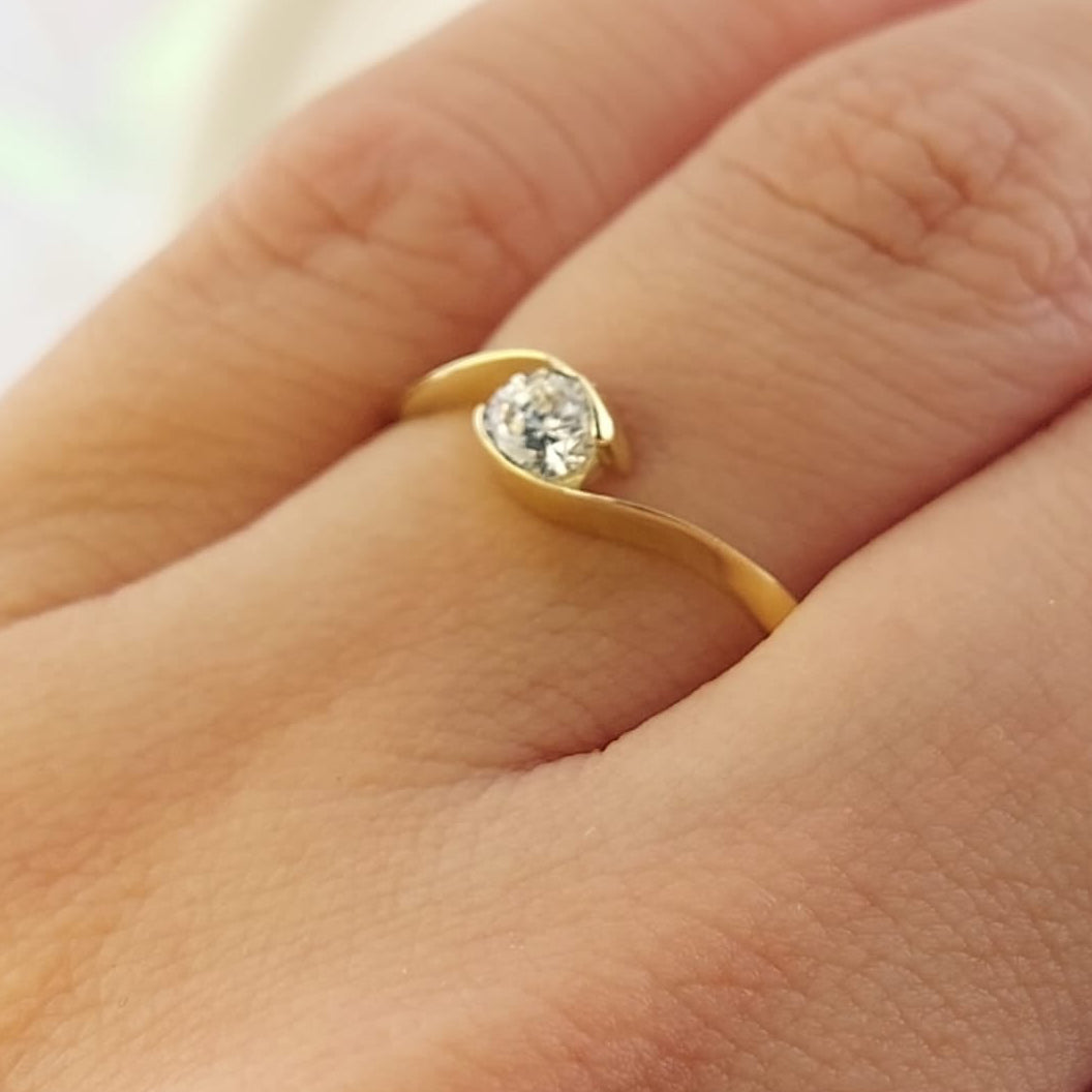 Anillo Compromiso Oro 10k CZ 4mm 27032