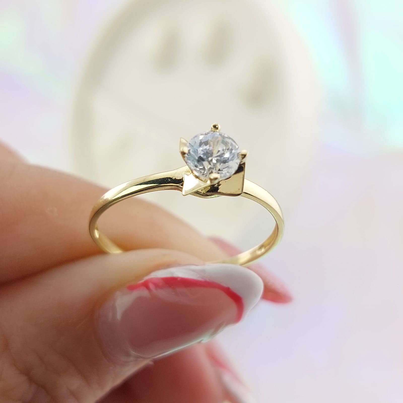 Anillo Compromiso Oro 10k CZ 5mm 27042