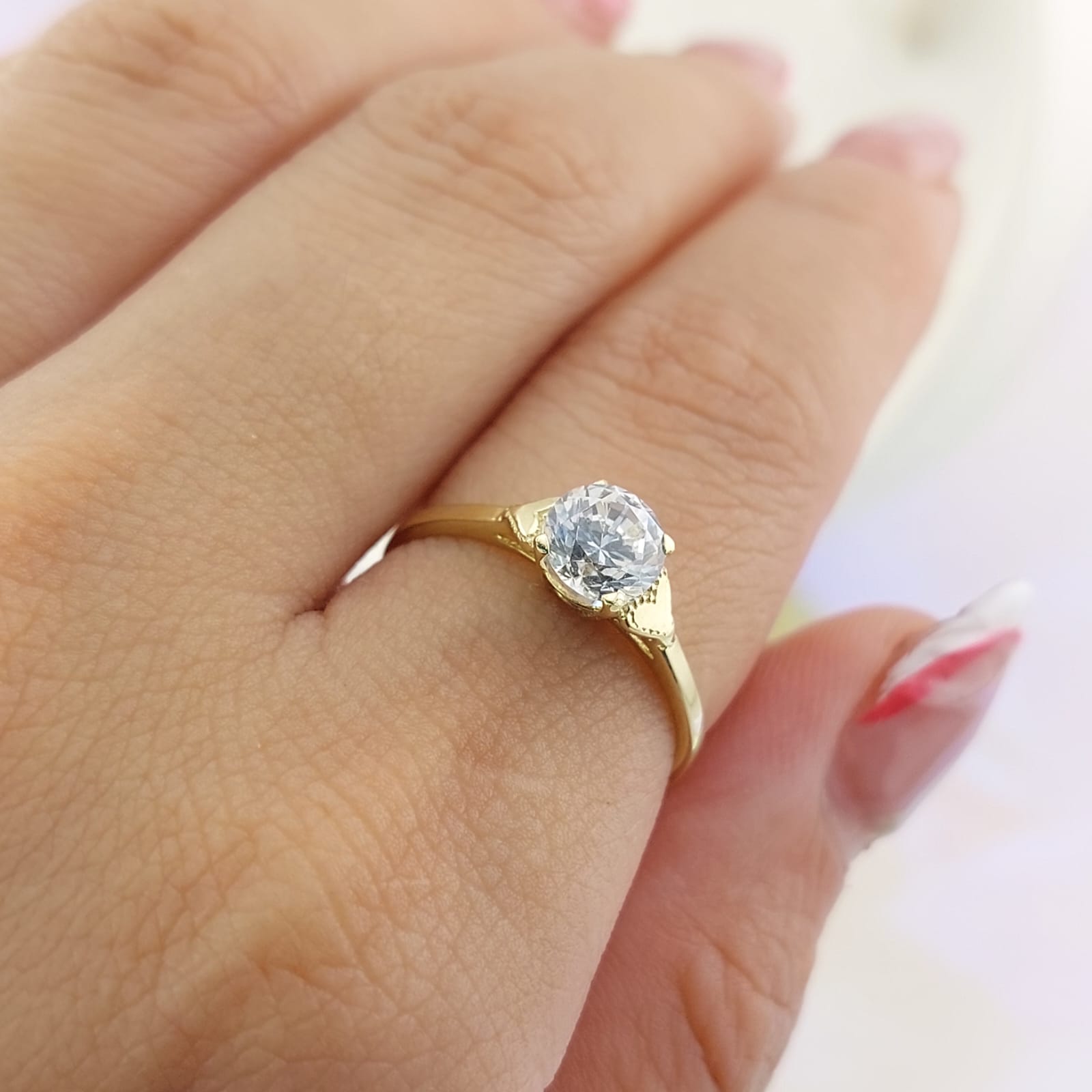 Anillo Compromiso Oro 10k CZ 6mm 27044