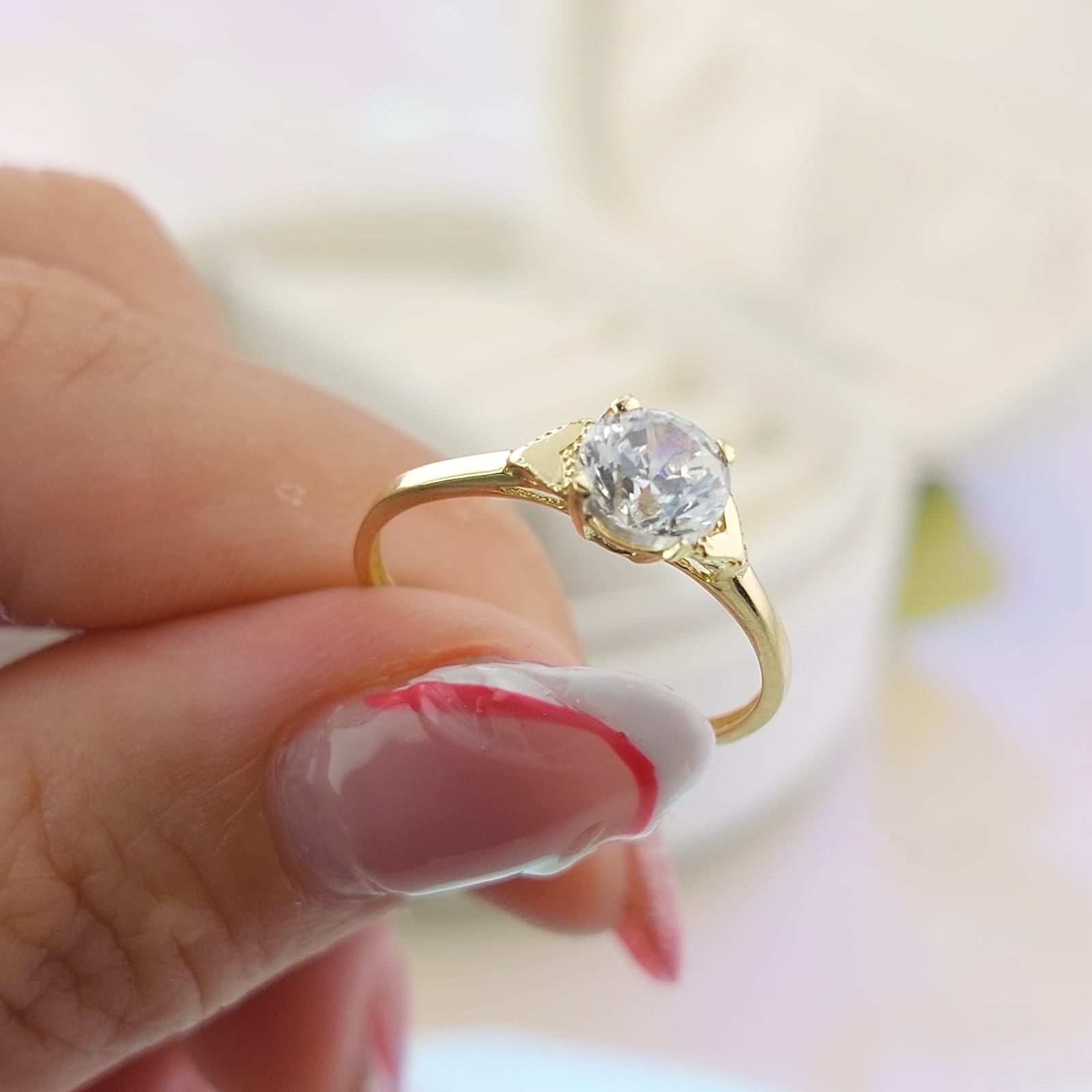 Anillo Compromiso Oro 10k CZ 6mm 27044