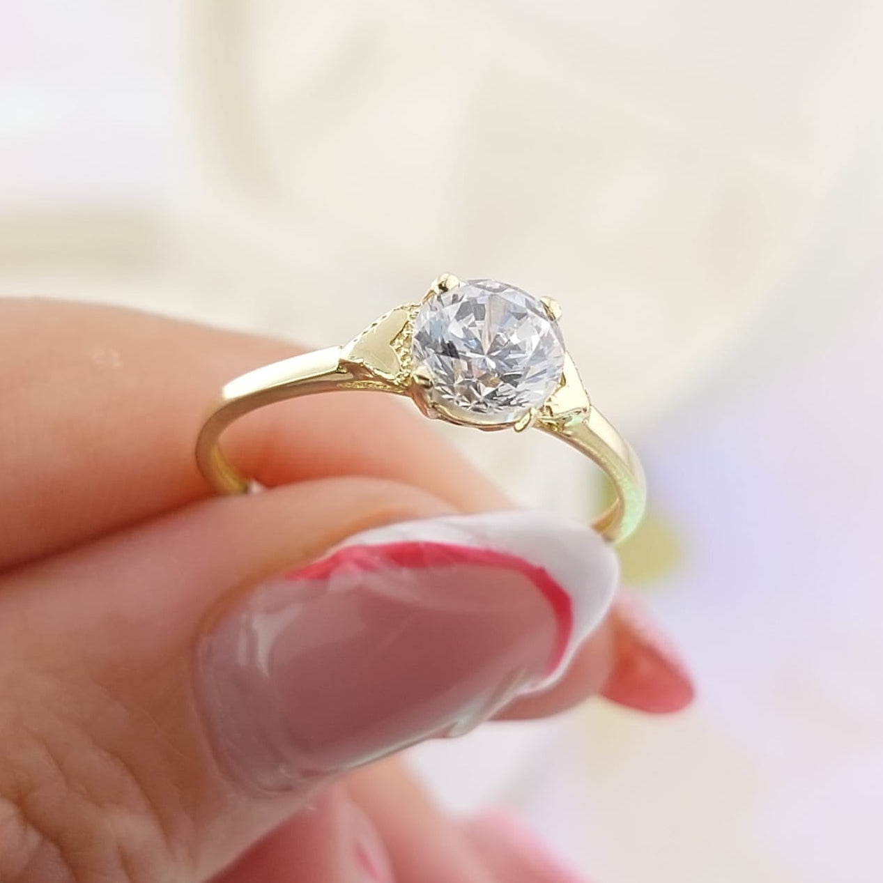 Anillo Compromiso Oro 10k CZ 6mm 27044