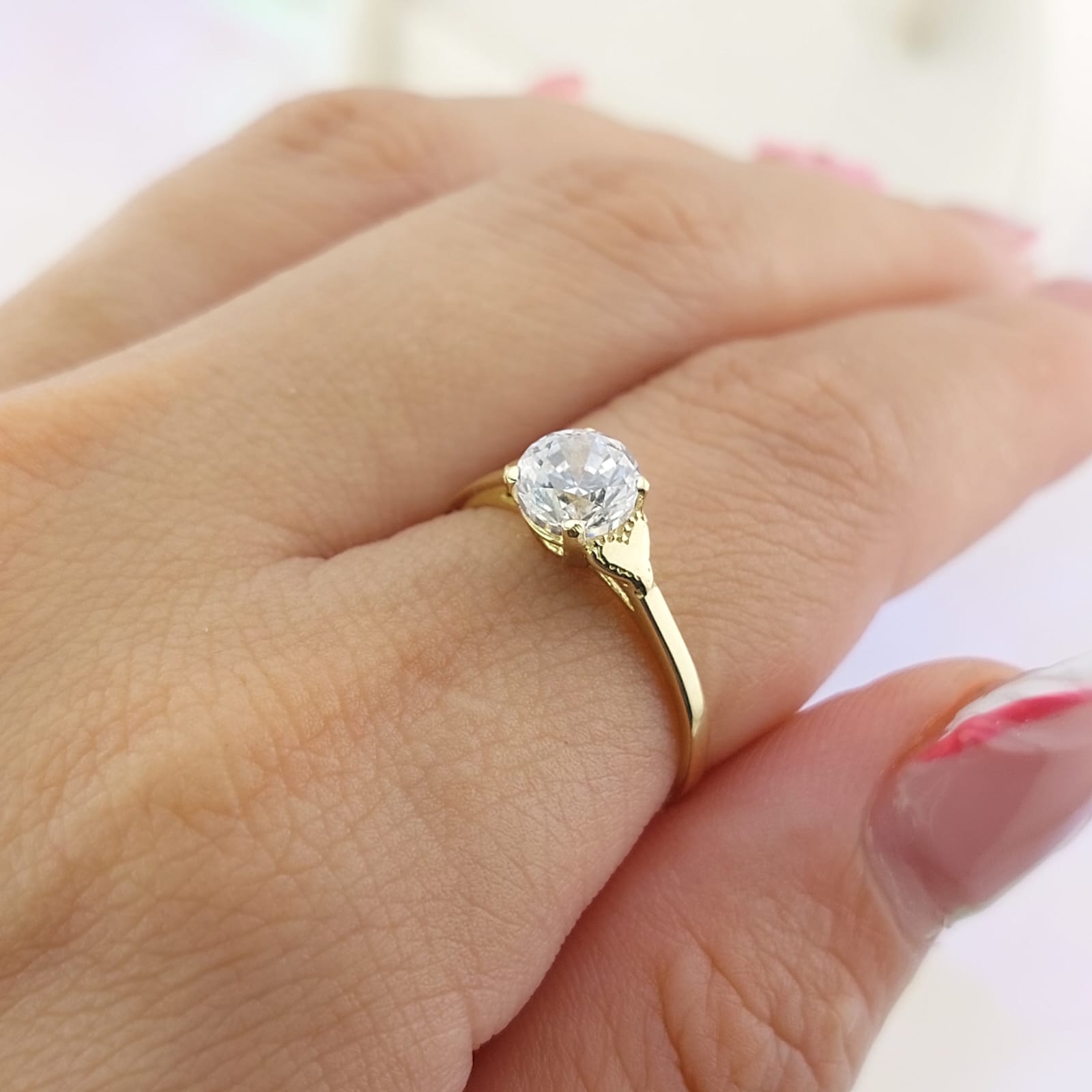 Anillo Compromiso Oro 10k CZ 6mm 27044