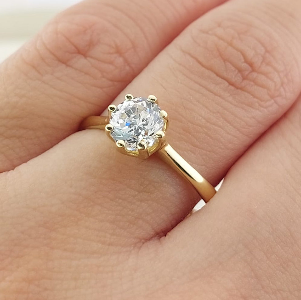 Anillo Compromiso Oro 10k CZ 6mm 27029