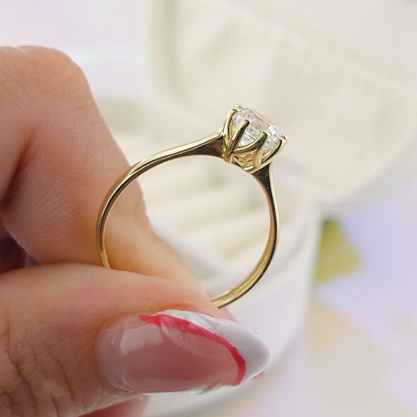 Anillo Compromiso Oro 10k CZ 6mm 27029