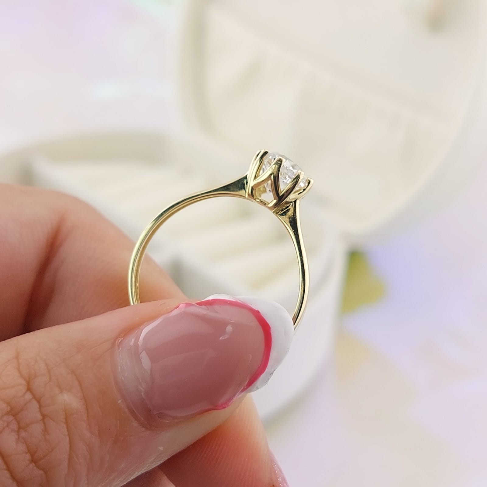 Anillo Compromiso Oro 10k CZ 6mm 27029