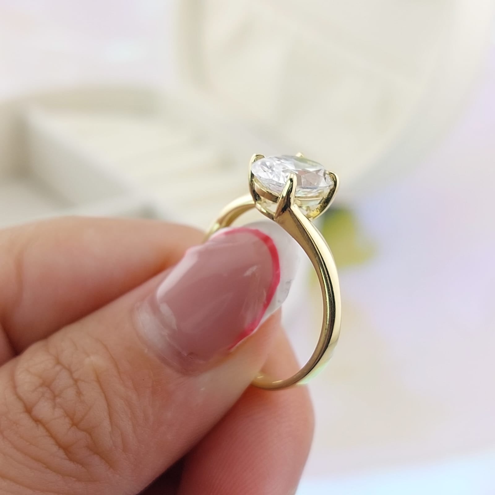 Anillo Compromiso Oro 10k CZ 9x7mm 27035