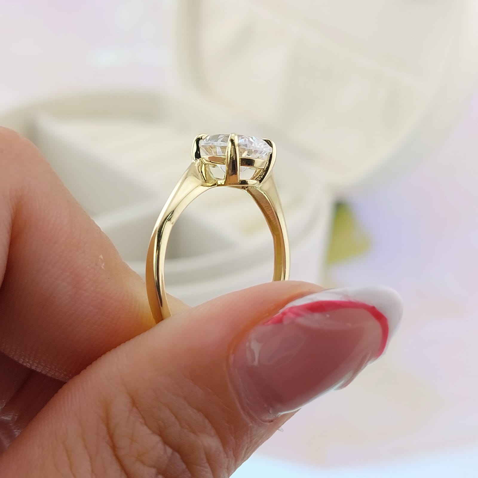 Anillo Compromiso Oro 10k CZ 9x7mm 27035