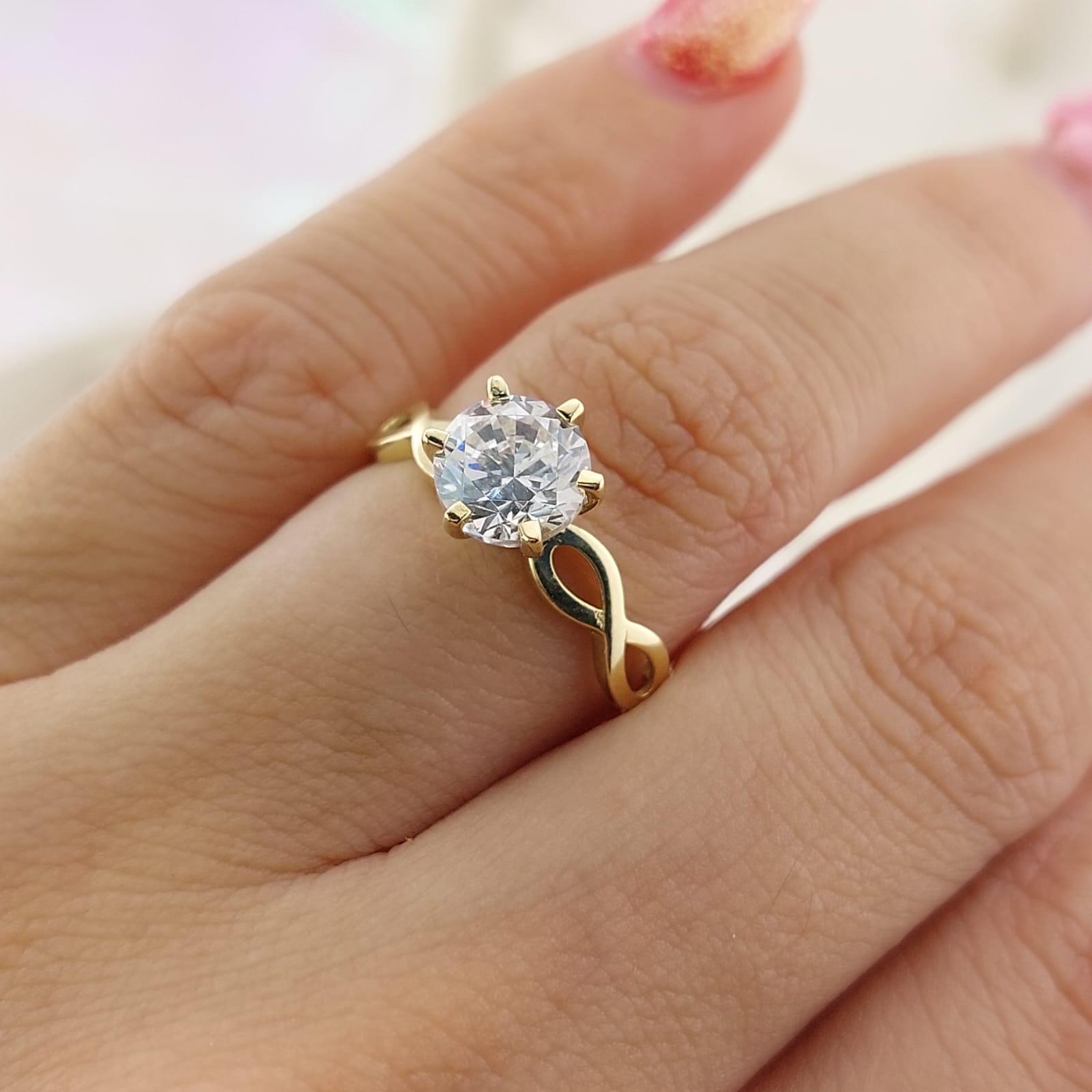 Anillo Compromiso Oro 10k CZ 7mm 27043