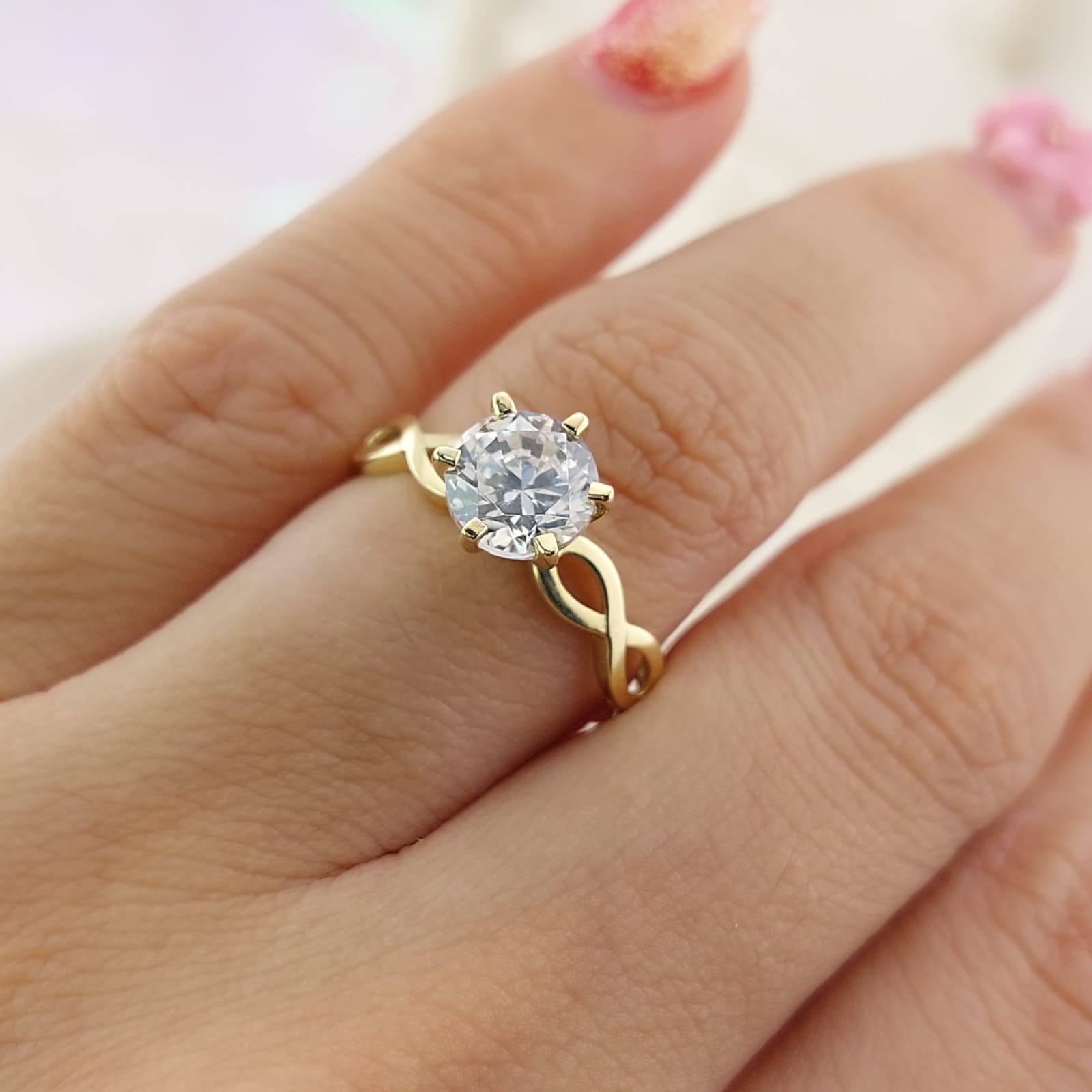 Anillo Compromiso Oro 10k CZ 7mm 27043