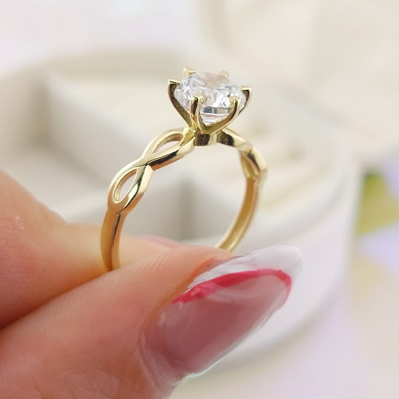 Anillo Compromiso Oro 10k CZ 7mm 27043