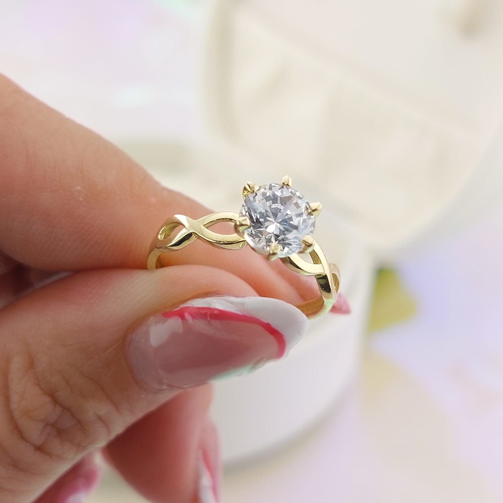 Anillo Compromiso Oro 10k CZ 7mm 27043
