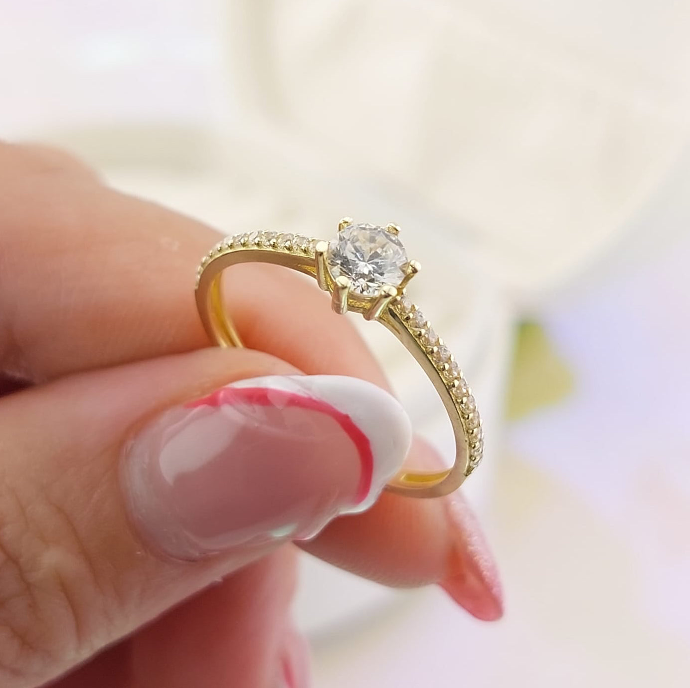 Anillo Compromiso Oro 10k CZ 5mm 27047