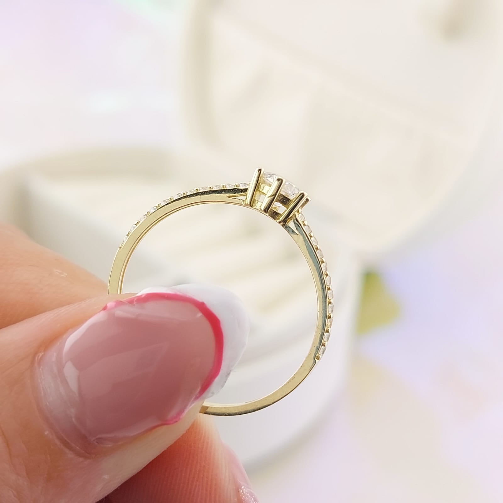 Anillo Compromiso Oro 10k CZ 5mm 27047