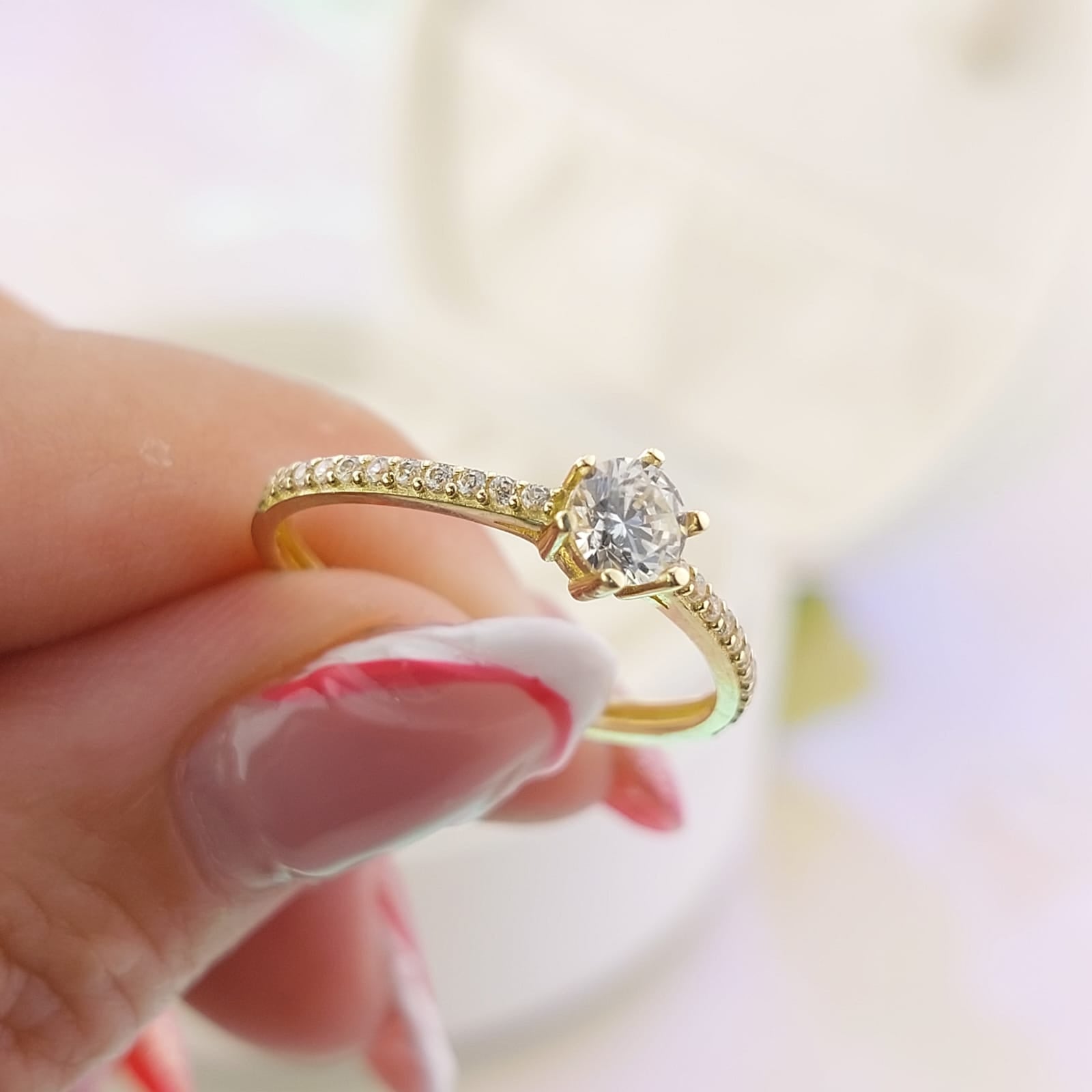 Anillo Compromiso Oro 10k CZ 5mm 27047