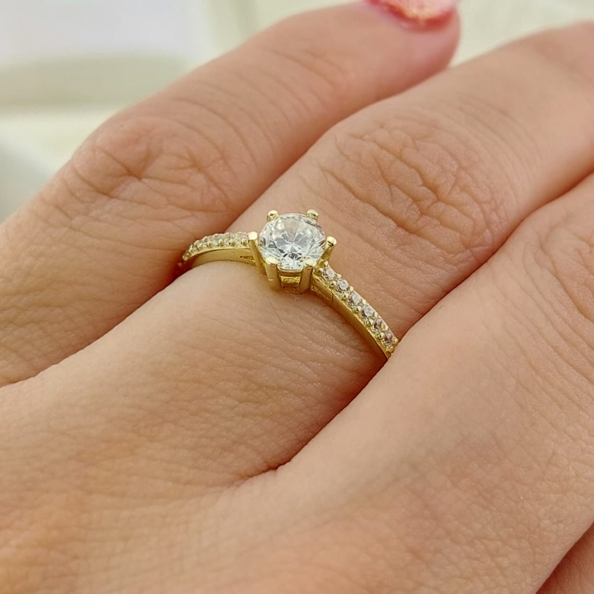 Anillo Compromiso Oro 10k CZ 5mm 27047